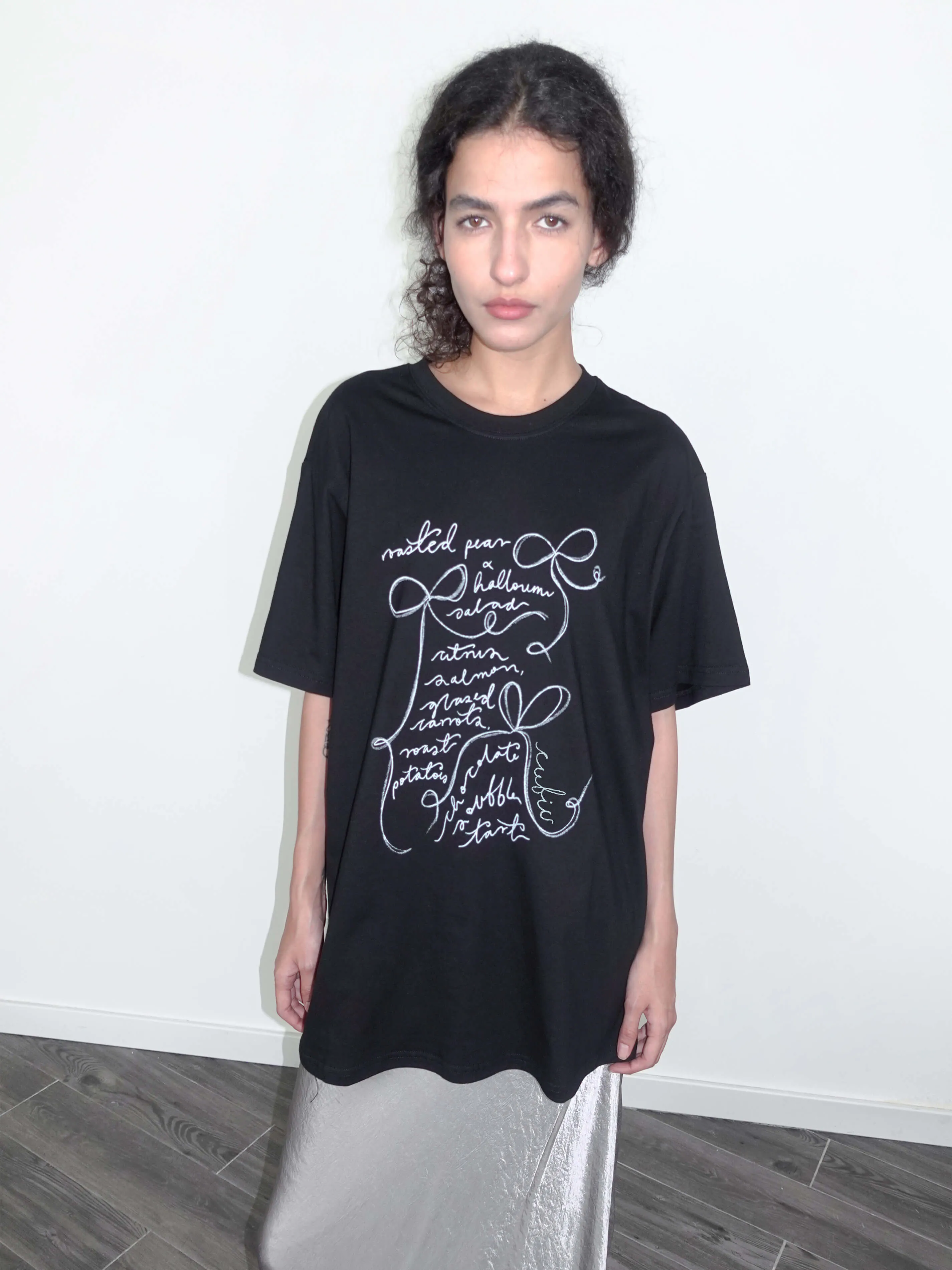 Bow Print Round Neck Casual T-shirt