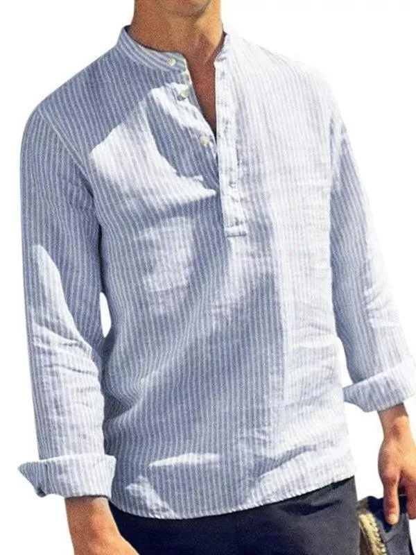 Casual Long Sleeve Striped Men's Shirt