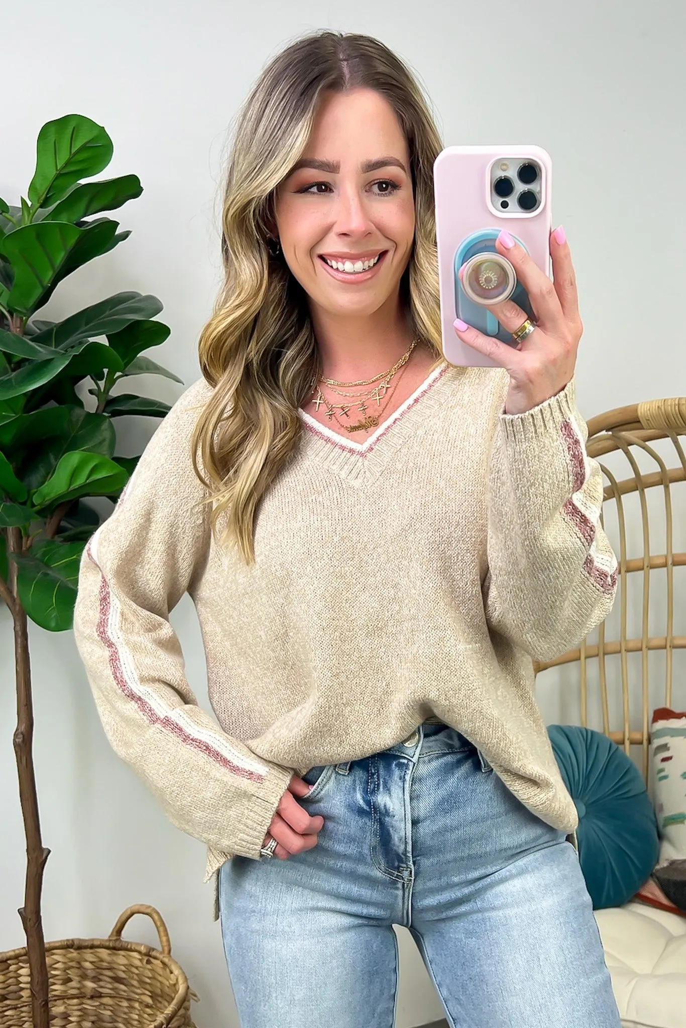 Delinah V-Neck Stripe Sweater - FINAL SALE
