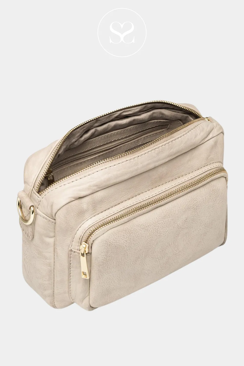 DEPECHE 14132 SAND LEATHER CROSSBODY BAG