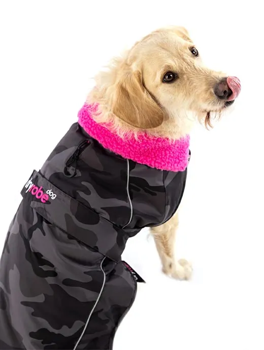 Dryrobe Dog Coat Black Camo/Pink