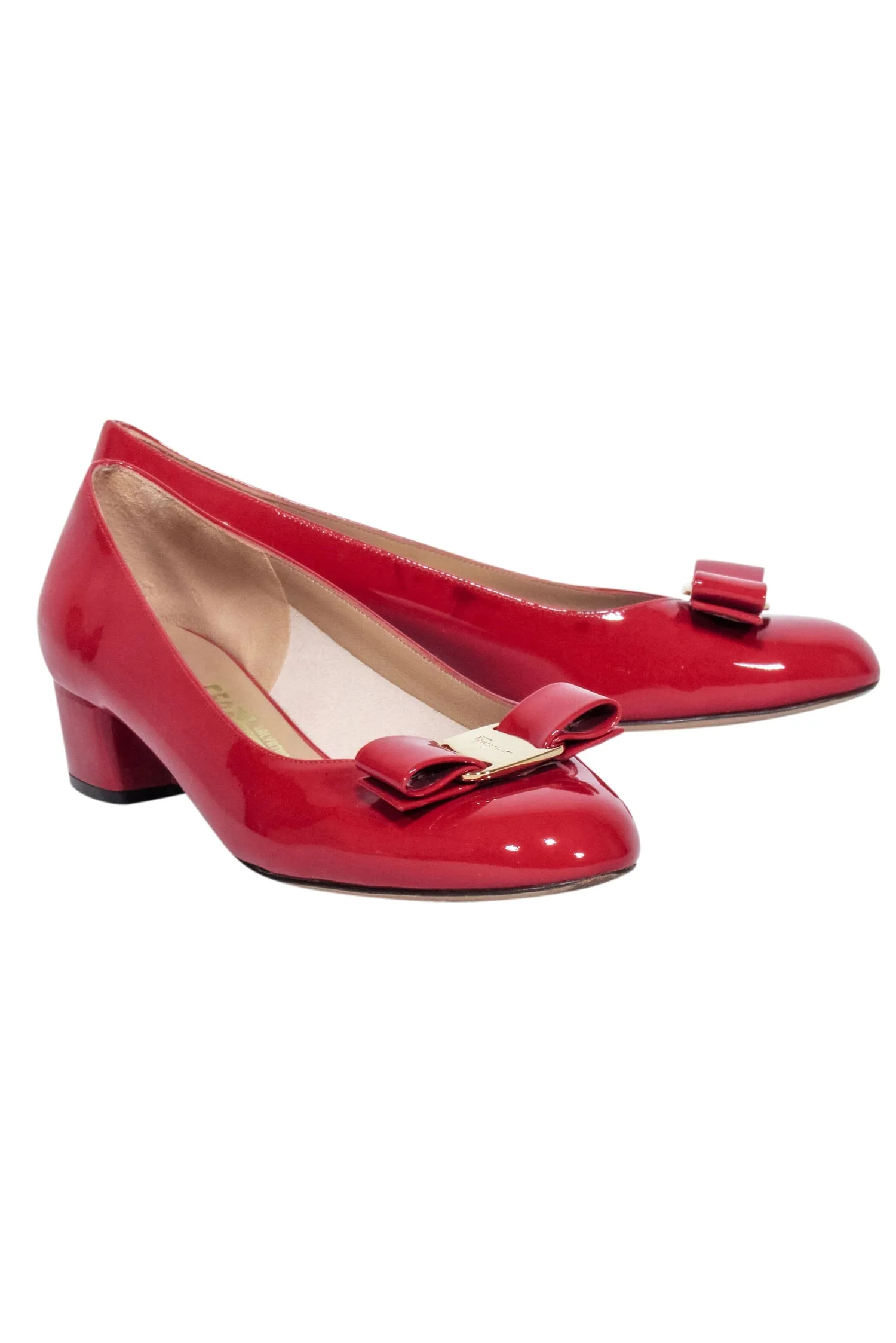 Ferragamo - Red Patent Leather Vara Bow Pumps Sz 7
