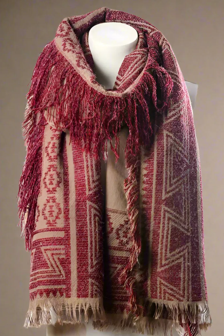 Geometric Fringe Accent Scarf