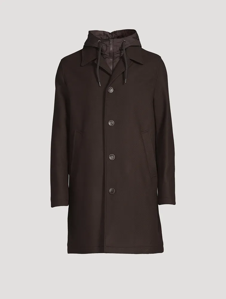 HERNO Wool And Nylon Coat With Hood