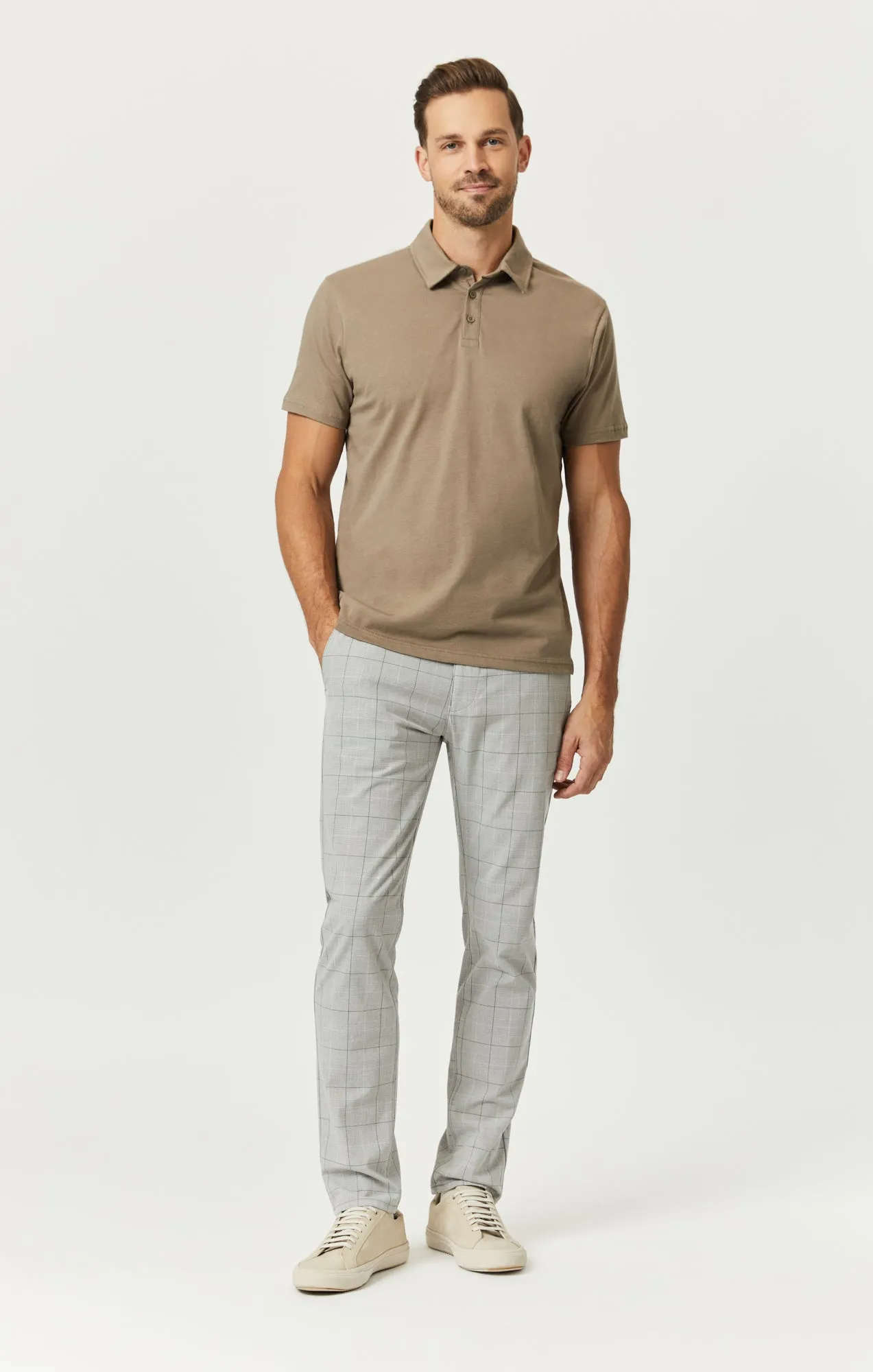 Mavi Men's Milton Slim Straight Chino In Light Grey Check