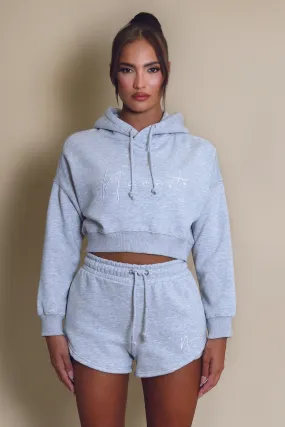 Namaste Cropped Sweatshirt And Shorts Set In Grey