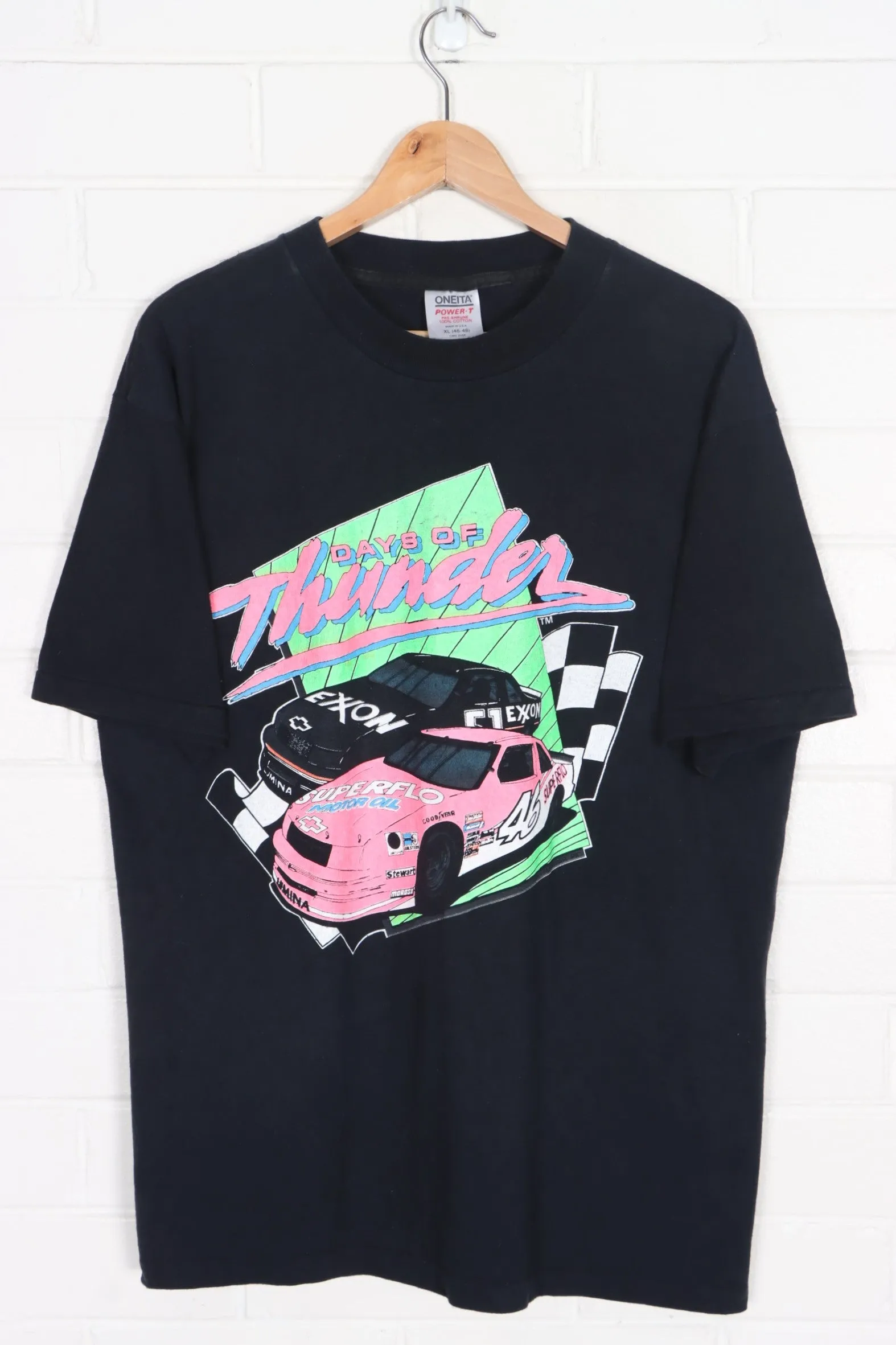 NASCAR Days of Thunder Fluro Print Single Stitch T-Shirt USA Made (L-XL)