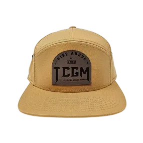 Rise Above 7 Panel Twill Camper Style Leather Strap Back (Biscuit)