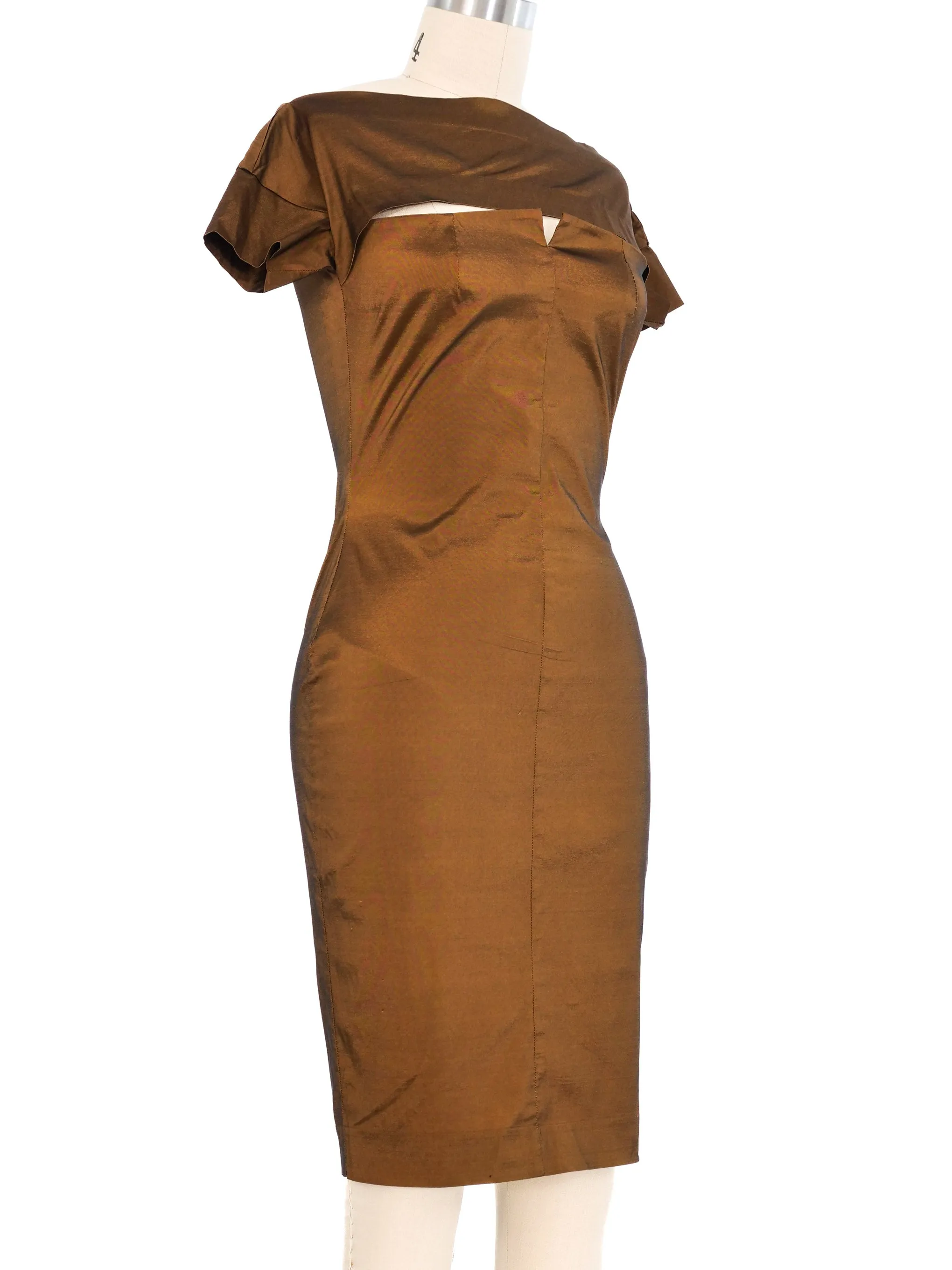Romeo Gigli Bronze Cutout Bodycon Dress