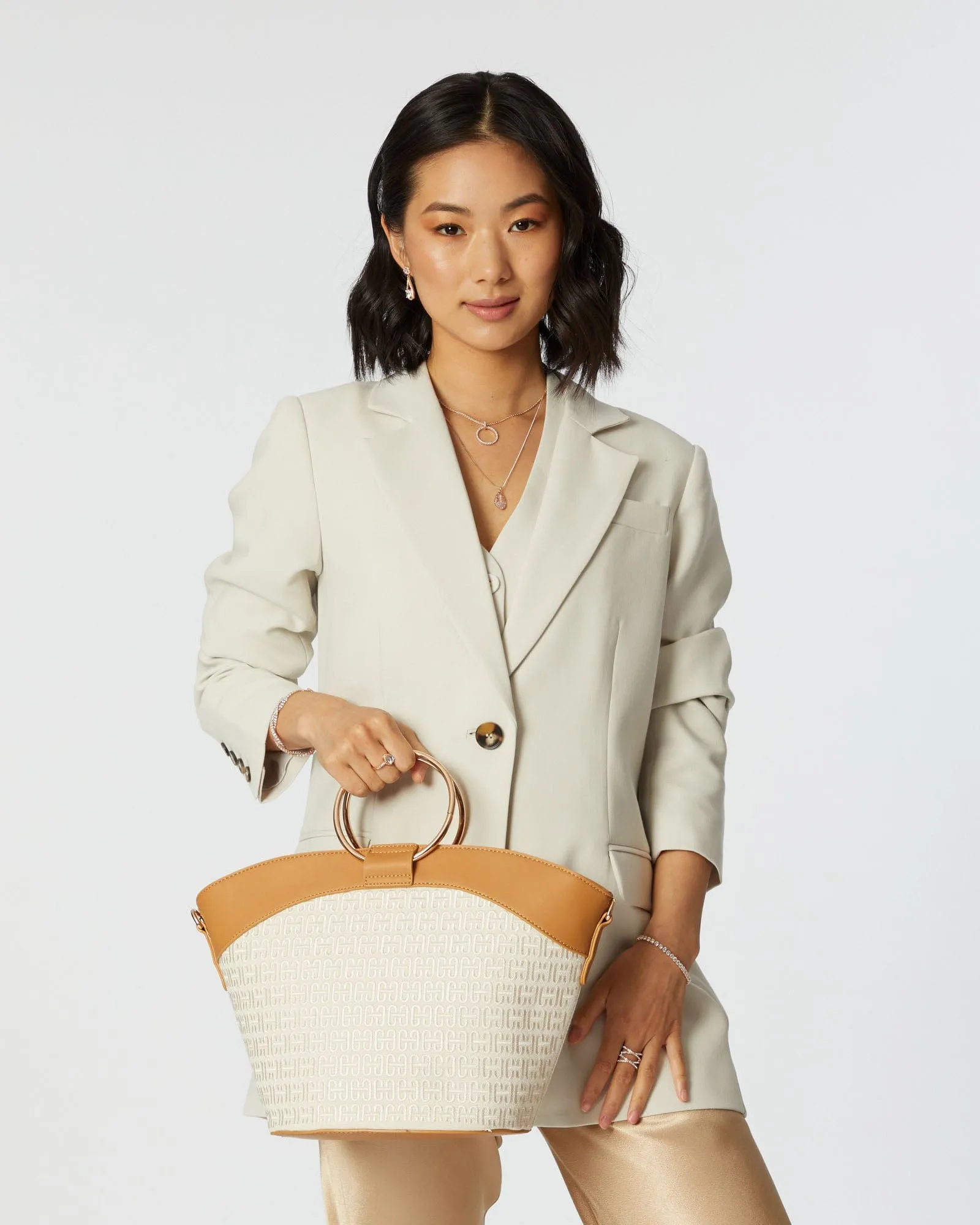 Sabina Canvas Ring Cream Tote Bag