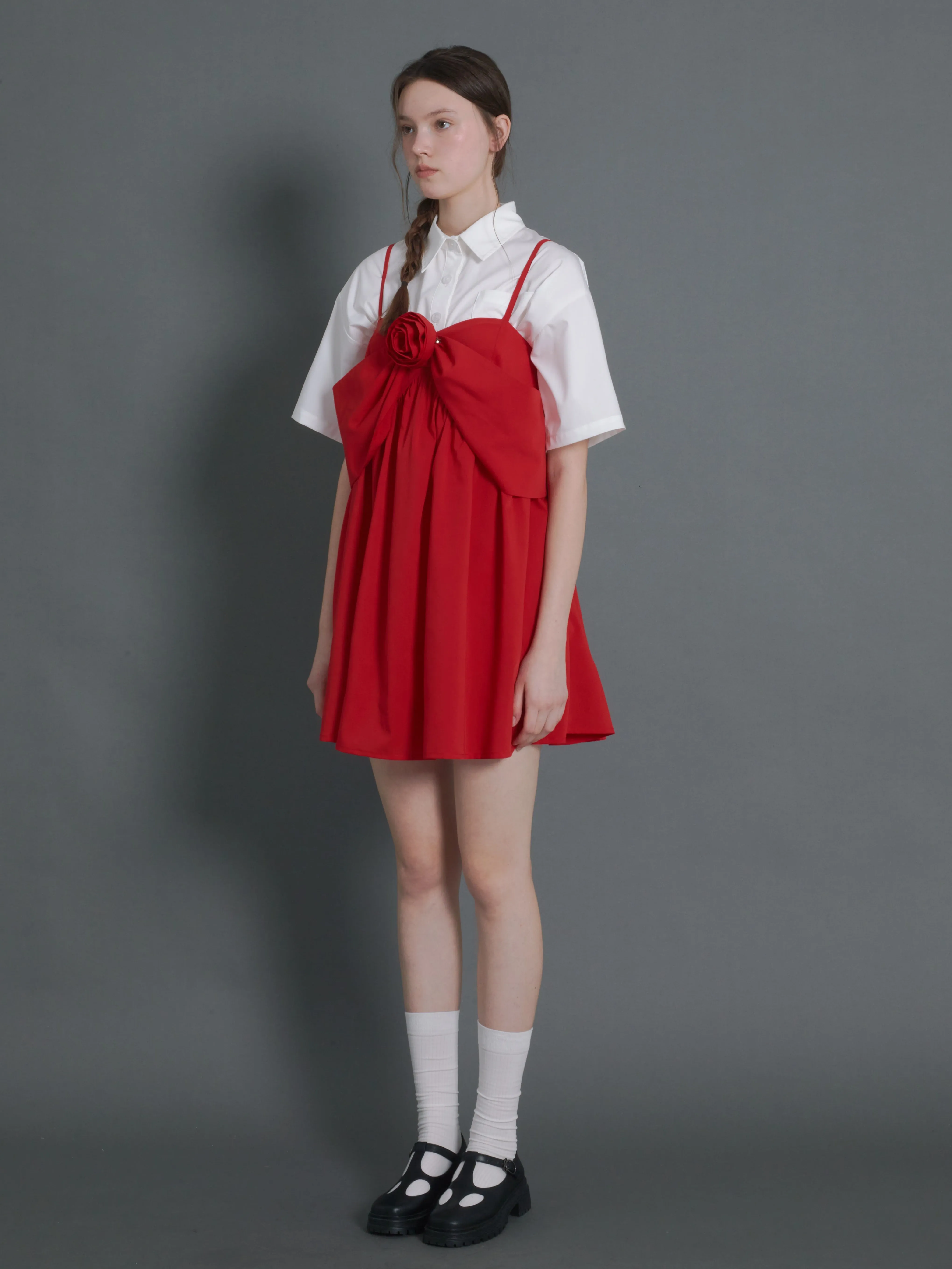 Shawl Collar 2Way Suspender Dress