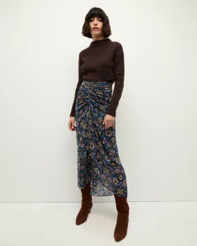 Sira Ruched Silk Skirt