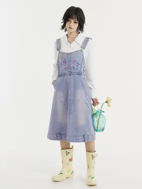 Slim Denim Strap Skirt