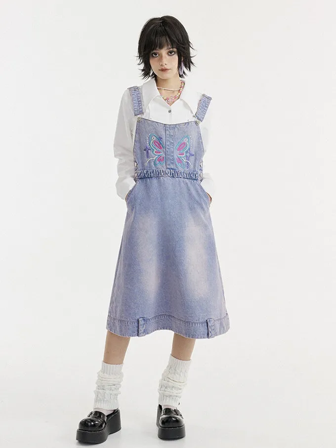Slim Denim Strap Skirt