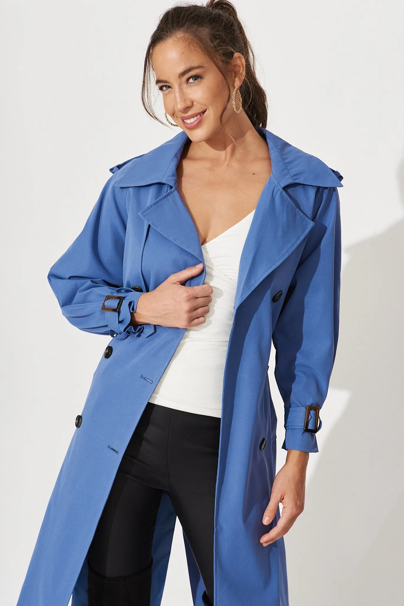 Trainor Trench Coat In Blue
