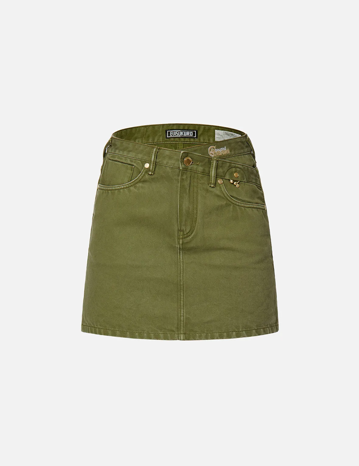 Ukiyo-E Infused Logo Embroidered Denim Skirt