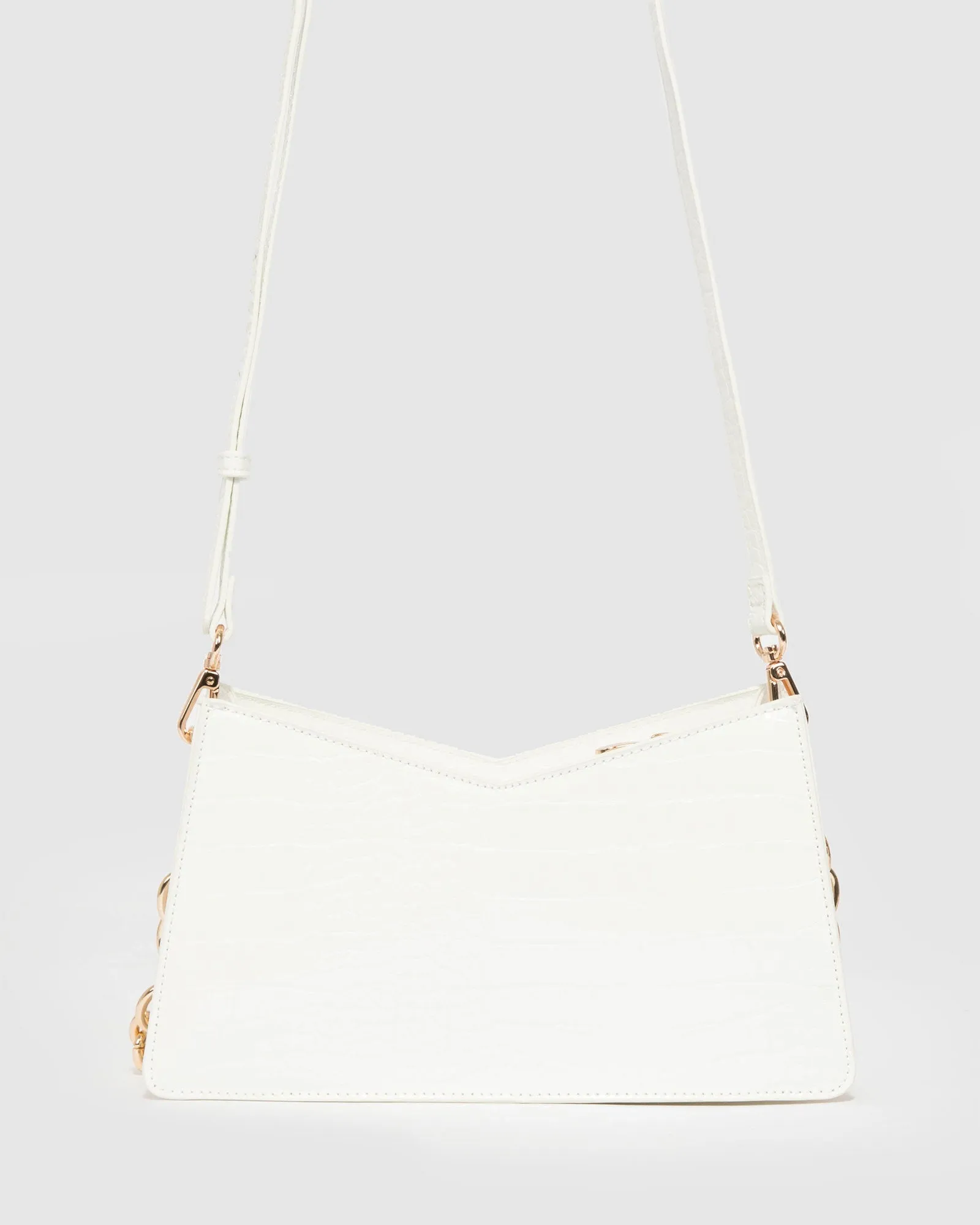 White Leilani Chain Shoulder Bag