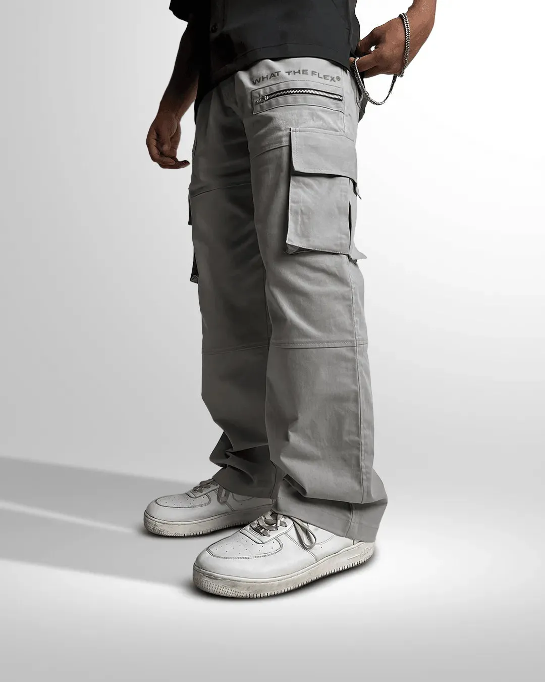 ZIPPER ICE GREY Cargo Pants